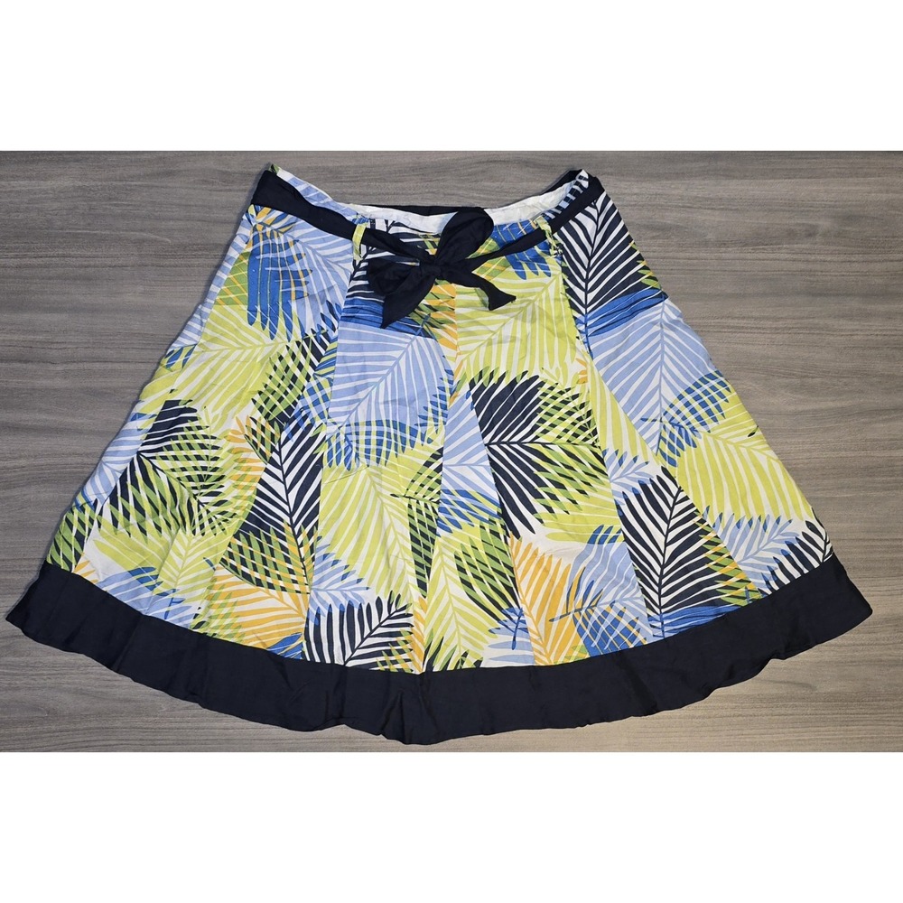 NWT Sherry Taylor Ramie Rayon Colorful Tropical Leaf Print Fabric Belt Bow Sz 2X